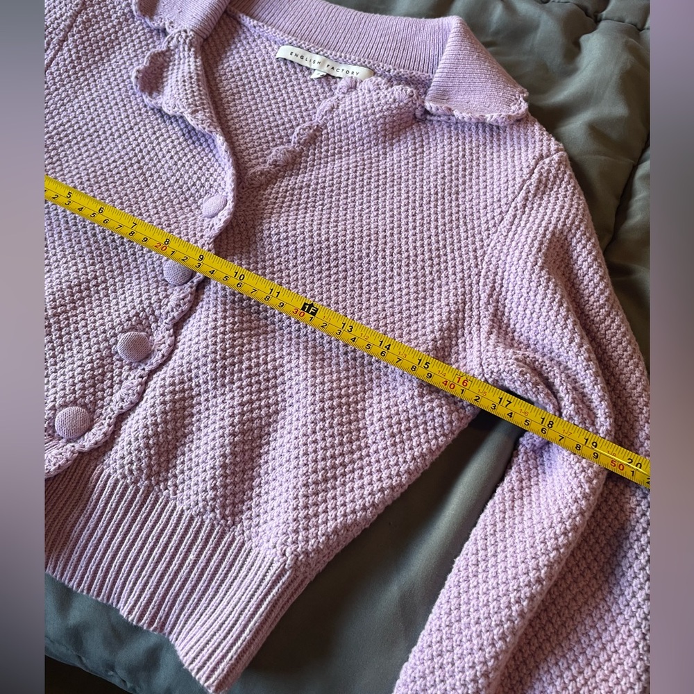 Lilac Scalloped Edge Cropped Cardigan ENGLISH FACTORY - Picture 5 of 12
